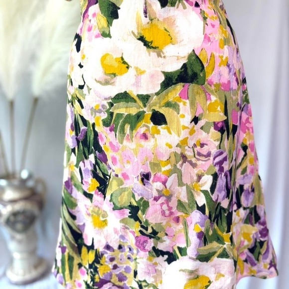 H&M Puffy Sleeve Feminine Floral Pink, yellow and Lavender Mini Dress - Picture 3 of 8